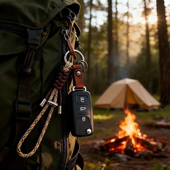 Titanium Alloy Keychain Clip & Leather Loop - Image 2