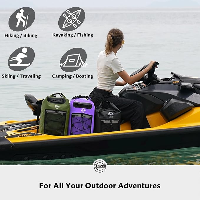 STOVER 5/10/25/30/40/55L Waterproof Dry Bag- Roll-Top Backpack w/Phone Case- - Image 6