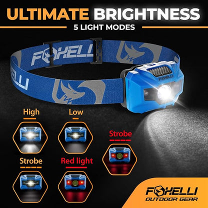 Foxelli USB‑C Rechargeable LED Headlamp – Ultra‑Light 2.4 oz & - Image 2