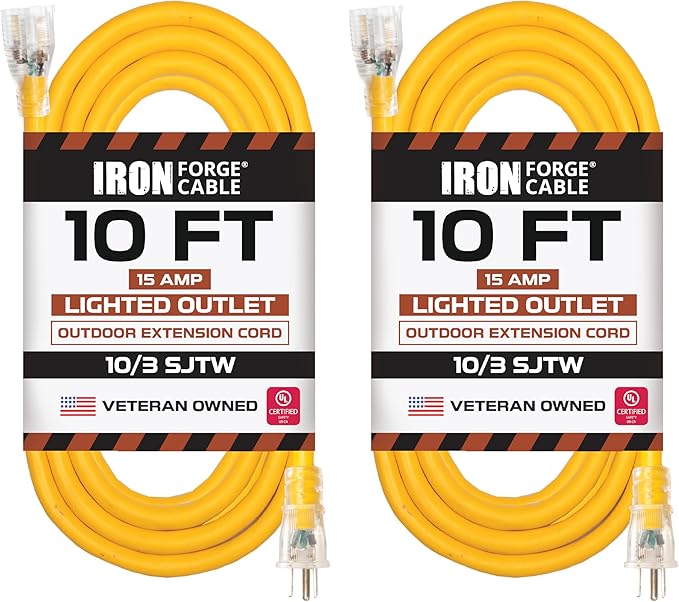 Iron Forge Cable Outdoor Extension Cord 10 Ft, 2 Packs by IronForgeCable