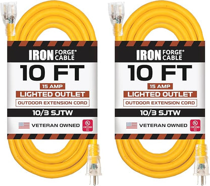 Iron Forge Cable Outdoor Extension Cord 10 Ft, 2 Packs by IronForgeCable