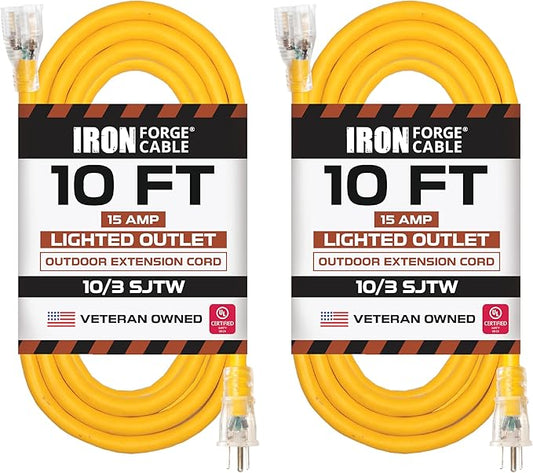 Iron Forge Cable Outdoor Extension Cord 10 Ft, 2 Packs by IronForgeCable