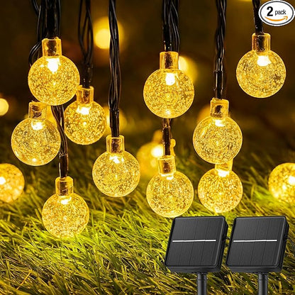 Solar String Lights Outdoor Waterproof, 2 Pack 60 LED 36.5 FT Each, Solar by Brightown