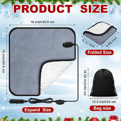 Tuanse 16 x 16 Inches Car Electric Blanket 12 Volt Heated Car Blanket - Image 2