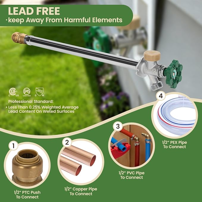 Watflow 12 Inch Anti-Siphon Frost Sillcock, ASME B16.34, Frost-Proof Outdoor - Image 4