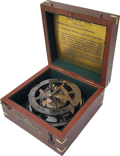 Brass Nautical - 5 inches Large Sundial Compass in Rosewood Case Top Grade - Image 9