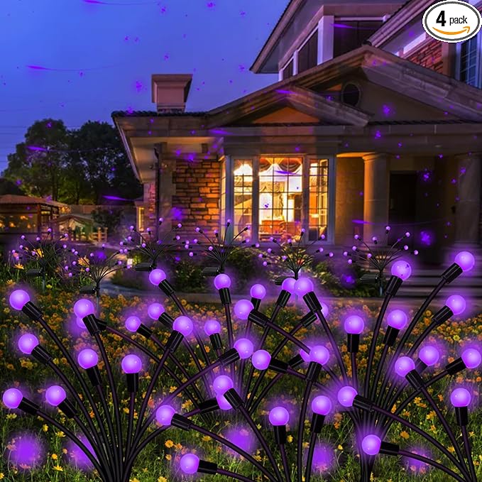 Kohlrabi Solar Garden Lights Outdoor, 4 Pack 32 LED Solar Purple Firefly Lights by KohlrabiDecor