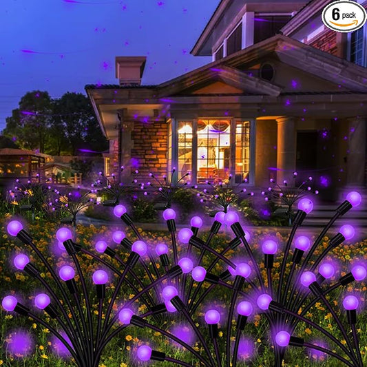 Kohlrabi Solar Garden Lights Outdoor, 6 Pack 48 LED Solar Purple Firefly Lights by KohlrabiDecor