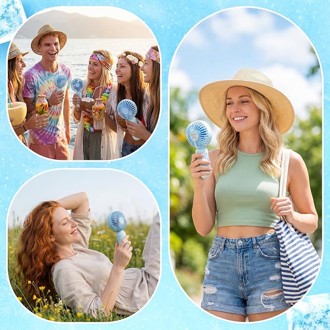Rossesay 48 Pcs Mini Portable Fan Bulk Cute Handheld Lightweight Small Little - Image 6