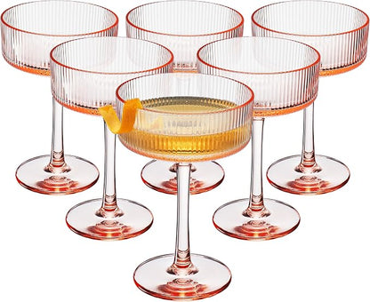 Khen Shatterproof Acrylic Ribbed Vintage Art Deco Martini, Champagne & Cocktail - Image 2