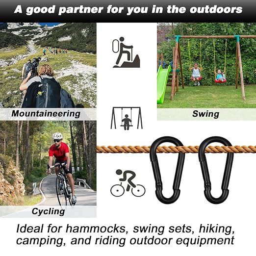 50 PCS 3'' Spring Snap Hook Carabiner, M8 5/16 Inch Galvanized Black Steel - Image 6