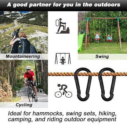 100 PCS 2.36'' Spring Snap Hook Carabiner, M6 1/4 Inch Galvanized Black Steel - Image 6