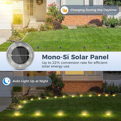 Peasur Mini Solar Ground Lights, 4 Pack Flat Solar Disc Lights Outdoor - Image 3