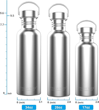 TRIPLE TREE 34 OZ Uninsulated Single Walled Stainless Steel Sports Water Bottle - Image 3