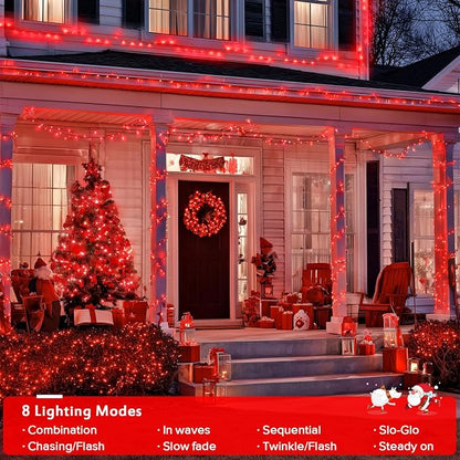 JMEXSUSS 400 LED Red Christmas Lights Indoor Outdoor, 132ft String Lights Plug - Image 2