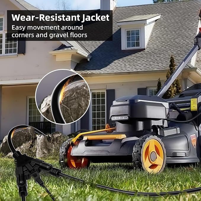 50 FT 3 Outlet Outdoor Extension Cord Waterproof, 16/3 SJTW Black Extension Cord - Image 7