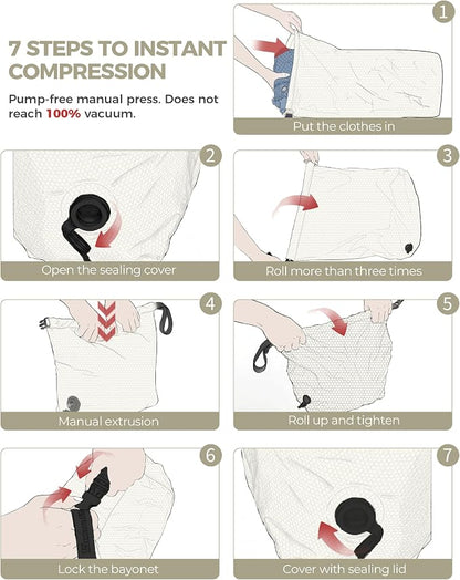 Travel Laundry Bag, Pump Free Vacuum Storage Bag Reusable Compression Dirty - Image 4