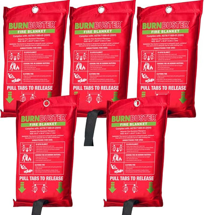 5-Pack Emergency Fire Blanket by BurnBusterFireSafetyGear