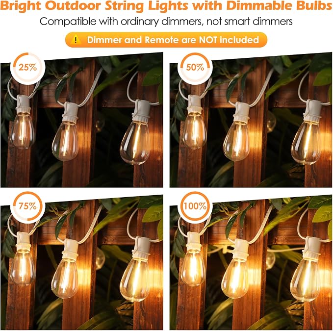 Larkvue 192FT LED Outdoor String Lights, Linkable Patio Light - Image 3