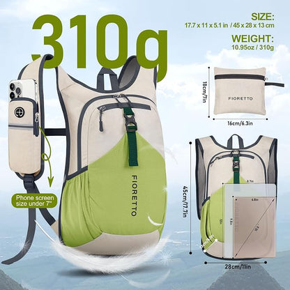 FIORETTO 15L Hiking Backpack for Women Men Mini Packable Backpack Lightweight - Image 5