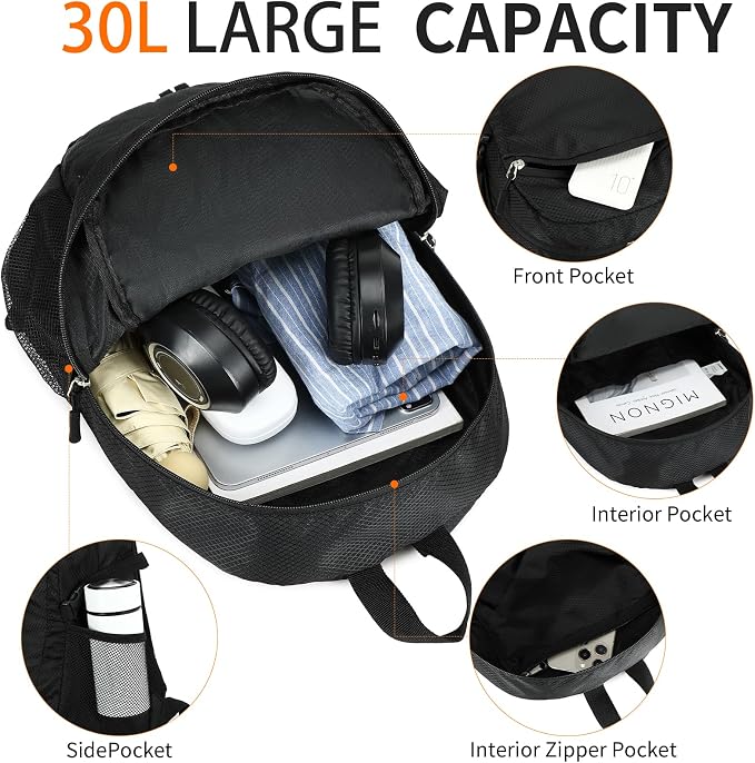 Small Hiking Backpack 35L Travel Lightweight Hiking Packable Daypack - Image 4
