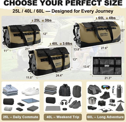 OSAH DRYPAK Waterproof Duffel Bag 25L/40L/60L – Heavy-Duty Motorcycle Tail Bag - Image 2