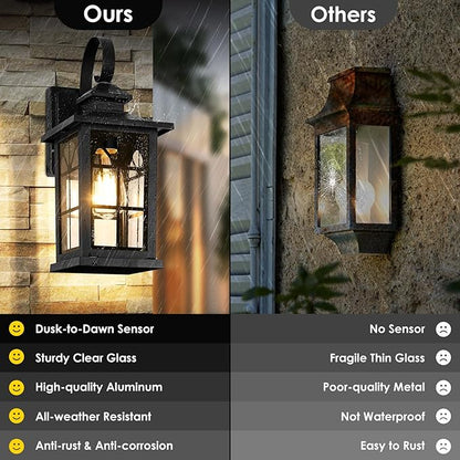 2-Pack Dusk to Dawn Outdoor Wall Light Fixtures, Aluminum Exterior Lighting - Image 4