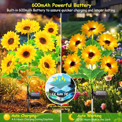 Solar Lights Outdoor Garden Decor, Upgraded 6 Pack - Image 2