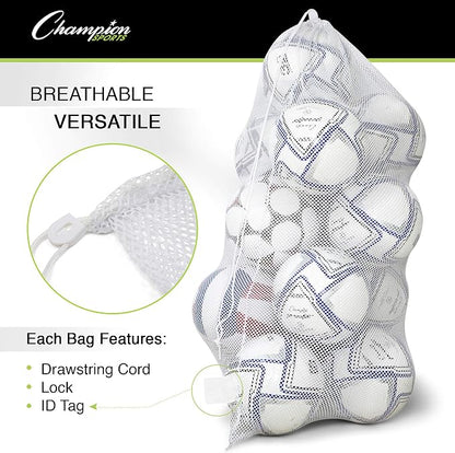 Champion Sports Mesh Equipment Bag – Heavy-Duty Nylon Drawstring Bag - Image 3