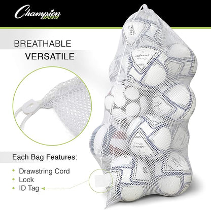 Champion Sports Mesh Equipment Bag – Heavy-Duty Nylon Drawstring Bag - Image 3
