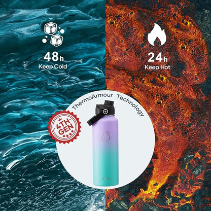 BUZIO 40oz Insulated Water Bottle, Stainless Steel Double Wall Water Flask Leak - Image 2