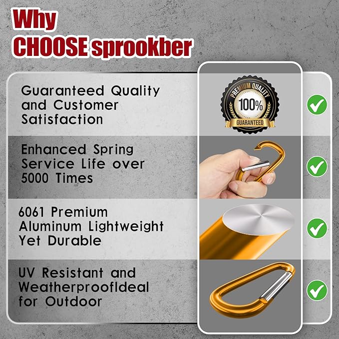 sprookber 4" & 5" Extra Large Aluminum Carabiner D Ring, Caribeener Clips - Image 6
