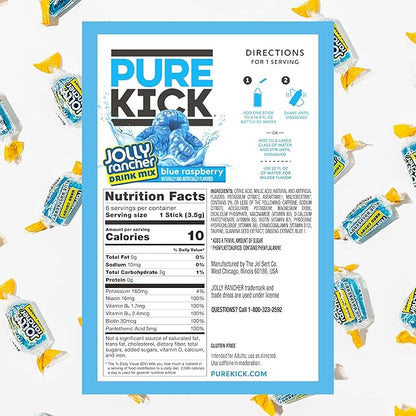 PURE KICK Energy Singles To Go Drink Mix, Jolly Rancher Blue Raspberry - Image 2