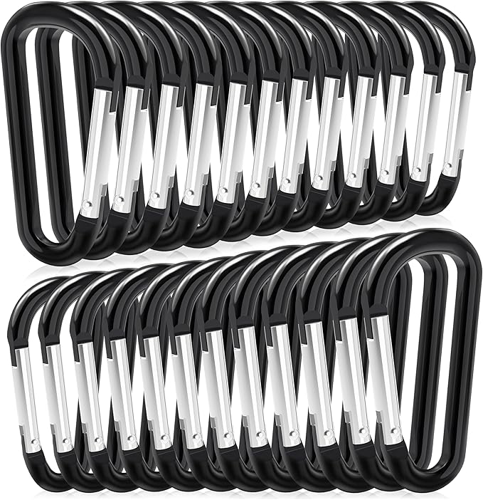 24pc Aluminum Carabiner Clip D Ring, Keychain Spring Hook, Small Carabiners Set by Zalava