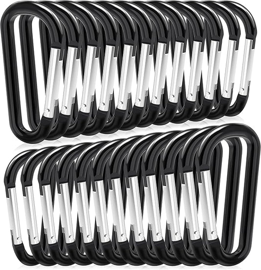 24pc Aluminum Carabiner Clip D Ring, Keychain Spring Hook, Small Carabiners Set by Zalava