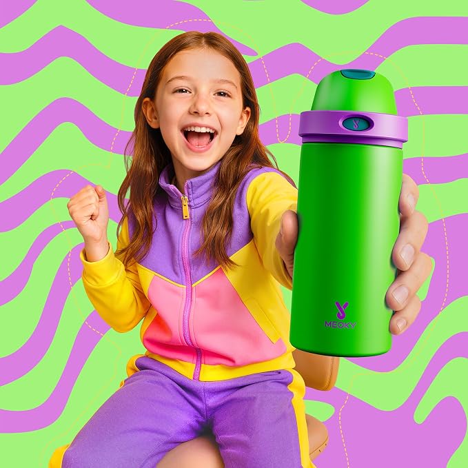 18 oz Kids Water Bottle for School: Meoky 18 oz Stainless Steel Insulated Water - Image 2