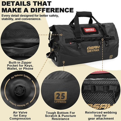 OSAH DRYPAK Waterproof Duffel Bag 25L/40L/60L – Heavy-Duty Motorcycle Tail Bag - Image 4