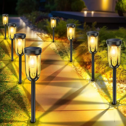 Barleit Solar Lights Outdoor 8 Pack, Solar Pathway Lights, Solar Lights Outdoor - Image 2