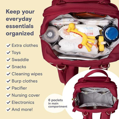 RUVALINO Diaper Bag Backpack, Large Capacity, Waterproof, Purplish Red - Image 4
