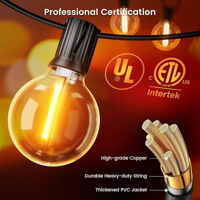 OHLUX Outdoor String Lights, 110FT Dimmable Patio Lights - Image 4