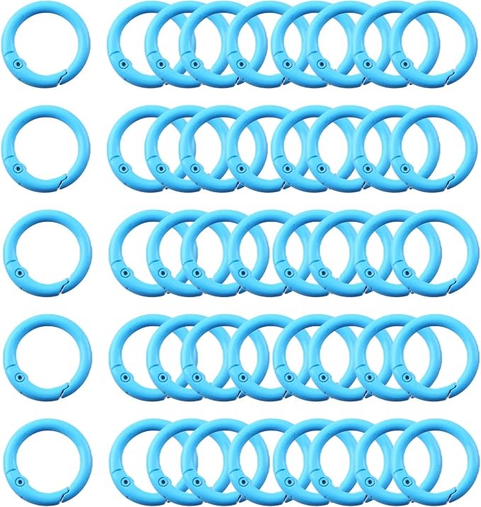 Carabiner Clip 48Pcs Turquoise Metal Key Ring Clip Circle Keychain Rings Bulk by KJMLDIY