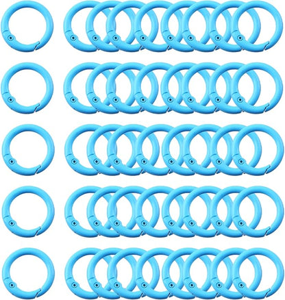 Carabiner Clip 48Pcs Turquoise Metal Key Ring Clip Circle Keychain Rings Bulk by KJMLDIY