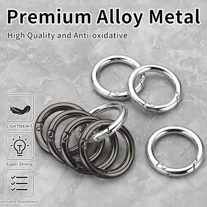 Gkeygo Key Ring Clip, 1 Inch Keychain Rings, 8 Pack Round Carabiner Clip - Image 2