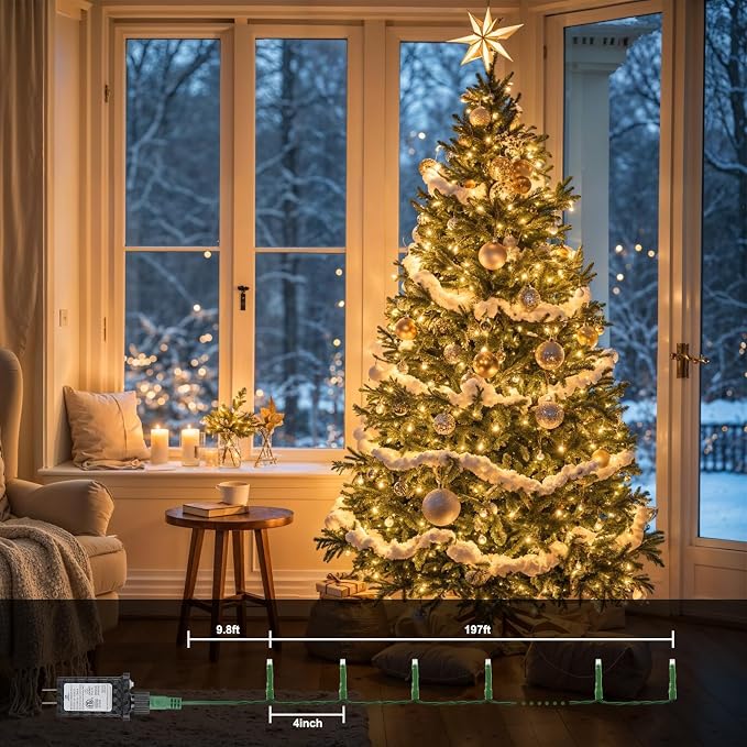 ASENEK Extra Long Christmas Decorative Outdoor String Light 197 Feet 600LED 8 - Image 7