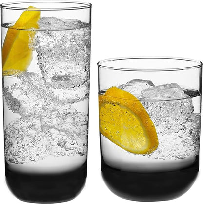 Libbey Polaris Tumbler and Rocks Glass Cups Set, Smoke Hue Mixed Drink Glasses by Libbey