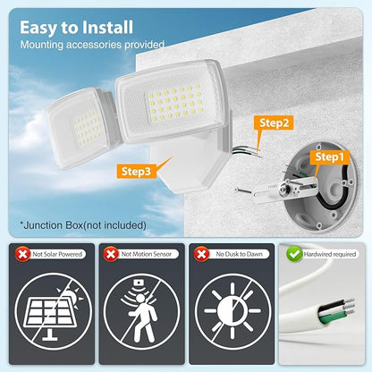 Onforu 3200LM Flood Lights Outdoor, 32W 6500K LED Security Light Switch - Image 2