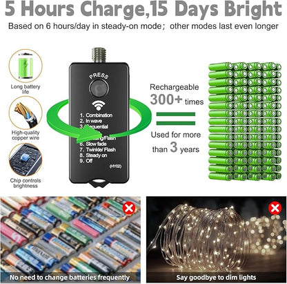 HXWEIYE Rechargeable Fairy Lights - Image 2