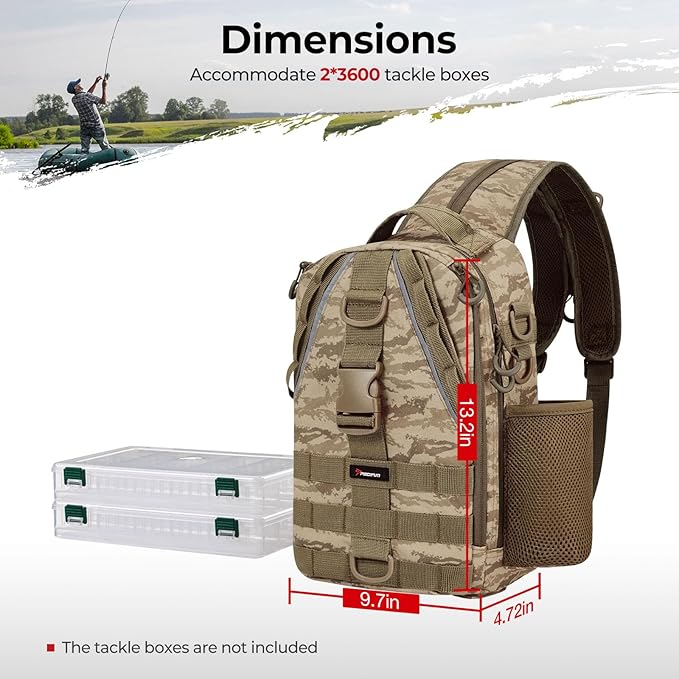 Piscifun Fishing Backpack with Rod Holder, Lightweight Sling Bag Storge Gear - Image 5