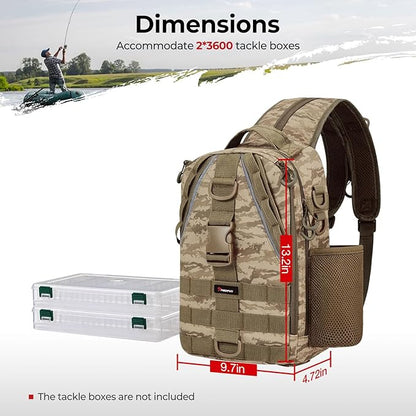 Piscifun Fishing Backpack with Rod Holder, Lightweight Sling Bag Storge Gear - Image 5