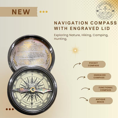 Marine Pocket Compass 1920 Vintage Brass Navigation Compass - Image 4
